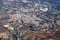 An aerial view of the town and surrounding countryside