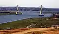 Guadiana International Bridge at the Portugal-Spain border, whose limits were established by the Treaty of Alcañices in 1297. It is one of the oldest borders in the world.