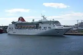 MS Empress, in her original Pullmantur livery, docked in Tallinn, Estonia on 16 June 2010