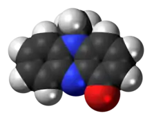 Space-filling model of the pyocyanin molecule