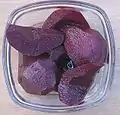 Pears simmered in red wine