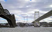 Quebec and Pierre-Laporte Bridges in winter.