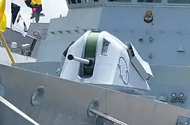 Bofors 57/70 Mark 2 on the Malaysian frigate Jebat.