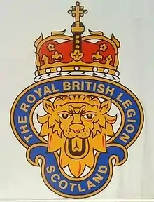 The badge of the Royal British Legion Scotland showing the Crown of Scotland.