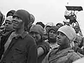 Young girls arrive at the mines in Horlivka under the Komsomol appeal on 16 September 1930.