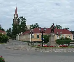 Raahe Church and statue of Per Brahe