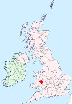 Radnorshire shown within the United Kingdom