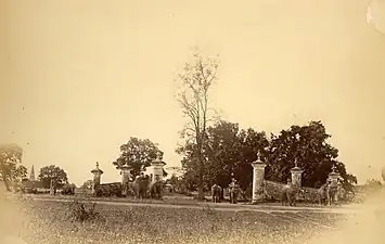 The shikhara as seen from a distance (left), 1875