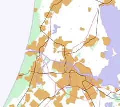 Schiphol Airport is located in Northern Randstad