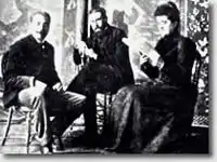 Paul Ranson, Paul Sérusier, and Marie-France Ranson in Paul Ranson's studio, c. 1900