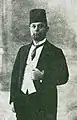 Transjordan prime minister Rashid Tali'a in morning dress with fez (circa 1921)