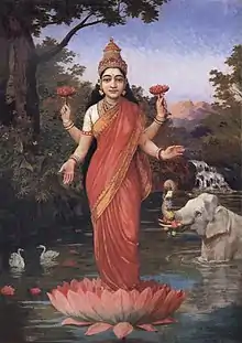 In Hinduism, red is associated with Lakshmi, the goddess of wealth and embodiment of beauty.