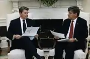 1988. Martin and U.S. President Ronald Reagan