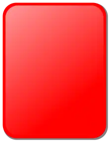 A red rectangular card