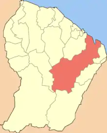 Location of the commune (in red) within French Guiana