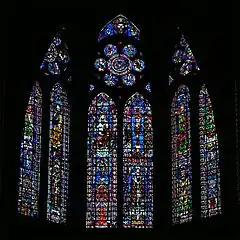 Windows of the three high bays of the axial chapel