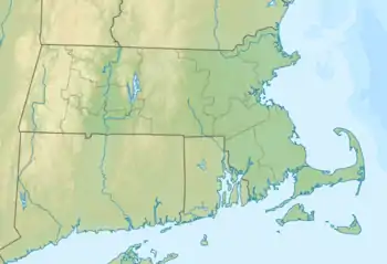 Location of Follins Pond in Massachusetts, USA.