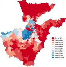 Percentage who were Catholic or brought up Catholic