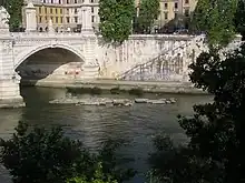 Remains of Pons Neronianus at low water in the foreground (the standing bridge is the modern Ponte Vittorio Emanuele II)