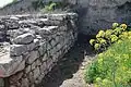 Courses of stone in old tower at Gezer