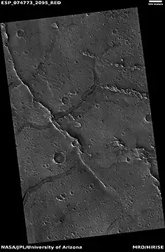 The ridge is in top of channel; therefore, it was formed after the channel.