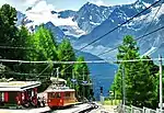 Riffelalp intermediate station. In the left, beside station building, the track of the Riffelalptram