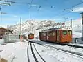 Rack railcars of Gornergratbahn in Zermatt, Switzerland