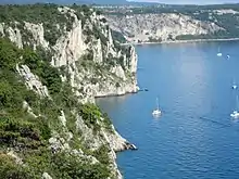 The Karst Plateau drops vertically into the Adriatic Sea near Trieste.