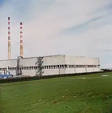 Full view of the ringsend powerstation and towers.