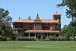 Rippon Lea, Elsternwick, Victoria. Designed 1868 by Reed & Barnes. A 'Lombardic Romanesque' version of the style in polychromatic brick.