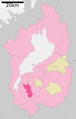 Location of Rittō in Shiga Prefecture