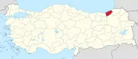 Location of the province within Turkey