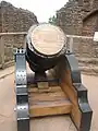 Roaring Meg on display at Goodrich Castle