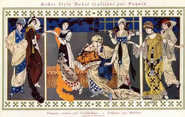 1912 dresses designed by Léon Bakst for Paquin