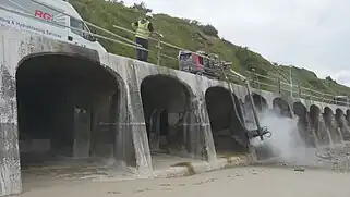 Removal of concrete via hydrodemolition at the Folkstone Arches UK