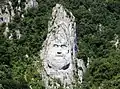 The rock sculpture of Decebalus at the Iron Gates