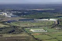 Aerial photograph of the Rockingham Motor Speedway, showing the full layout of the track.