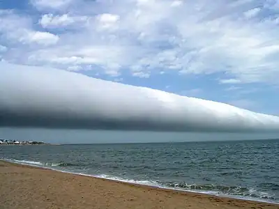 Coastal roll cloud in Punta del Este, Maldonado, Uruguay, a type known as Volutus