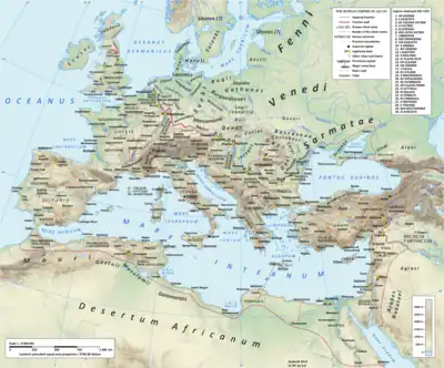 Network of primary Roman roads in the reign of Hadrian