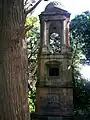 Roman-style tower on the hill above the duck pond