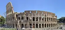 The Colosseum at dusk: exterior view of the best-preserved section