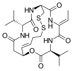 Skeletal formula of romidepsin