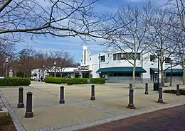 Roosevelt Center in March 2011. The city's commercial center typifies the Art Deco style used during the original construction of Greenbelt.