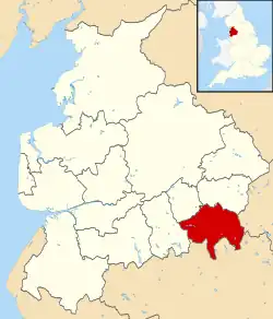 Rossendale shown within Lancashire and England