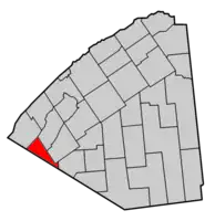 Map highlighting Rossie's location within St. Lawrence County.