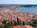 Rovinj/Rovigno, as seen from the bell tower of the church of Saint Eufemia (Croatia)