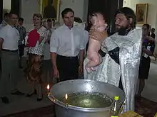 Baptism of an infant in the Russian Orthodox Church (St. Petersburg)