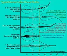 Wound ballistics for various Soviet cartridges