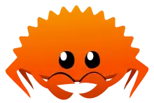 A bright orange crab icon