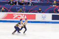 Animated GIF (click picture to see) of North Korean pair skaters Ryom Tae-ok and Kim Ju-sik performing a twist lift, 2018